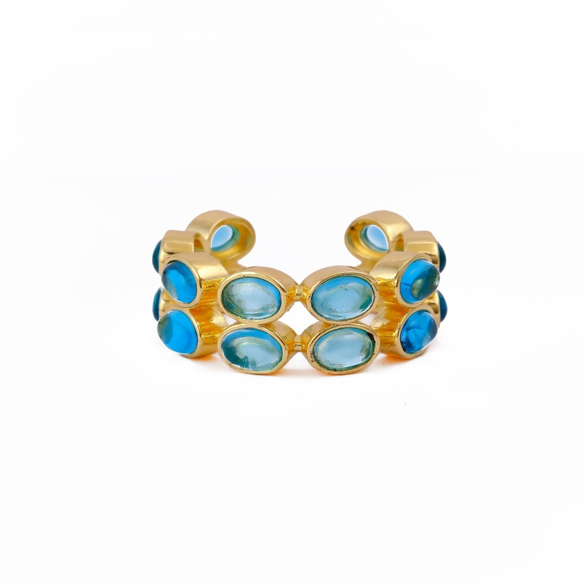 Gold Plated Hessonite Garnet Eternity Ring, Adjustable Bezel Set Statement Ring CR - 1028