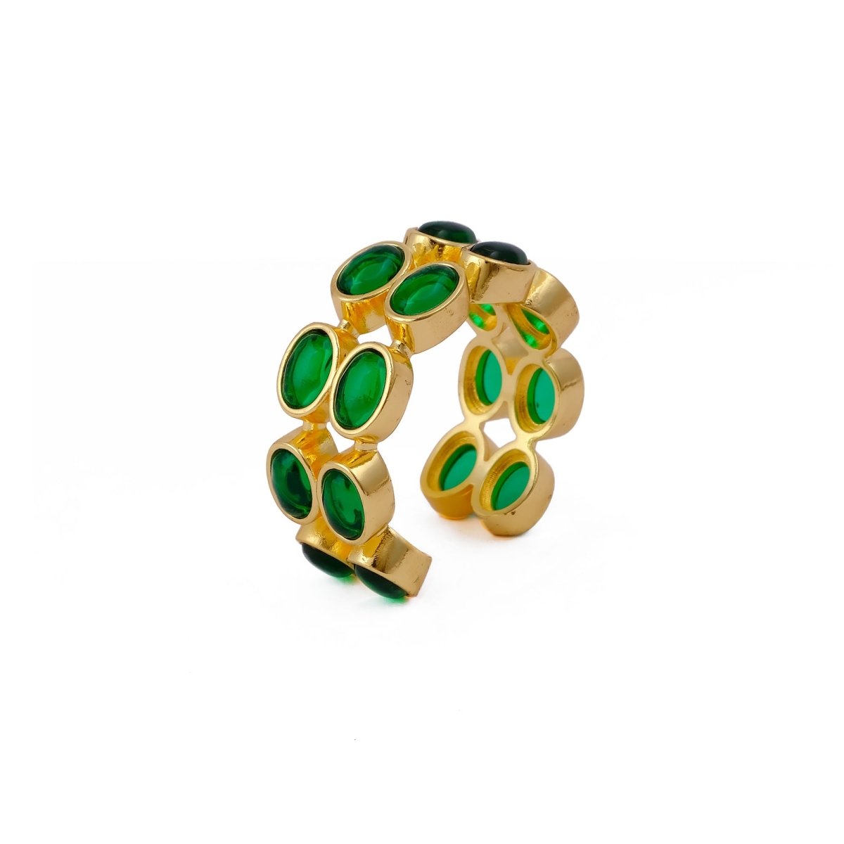 Gold Plated Hessonite Garnet Eternity Ring, Adjustable Bezel Set Statement Ring CR - 1028