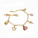Gold Plated Multi Charm Bracelet for Women, Hamsa Hand & Evil Eye Jewelry 5382 Style 2.