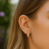 Gold Plated Organic Teardrop Stud Earrings Minimalist Modern Drop Jewelry