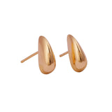 Gold Plated Organic Teardrop Stud Earrings Minimalist Modern Drop Jewelry