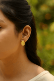 Gold Plated Organic Textured Teardrop Stud Earrings Modern Artisan Jewelry