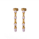Gold Plated Pearl Hoop Earrings Star Design Handmade chunky Gold Hoop Earrings