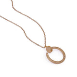 Gold Plated Round Nail Pendant Necklace Cubic Zirconia Nail Pendant Charm Necklace.