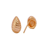Gold Plated Shell Textured Stud Earrings Classic Textured Earring