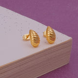 Gold Plated Shell Textured Stud Earrings Classic Textured Earring