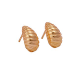 Gold Plated Shell Textured Stud Earrings Classic Textured Earring