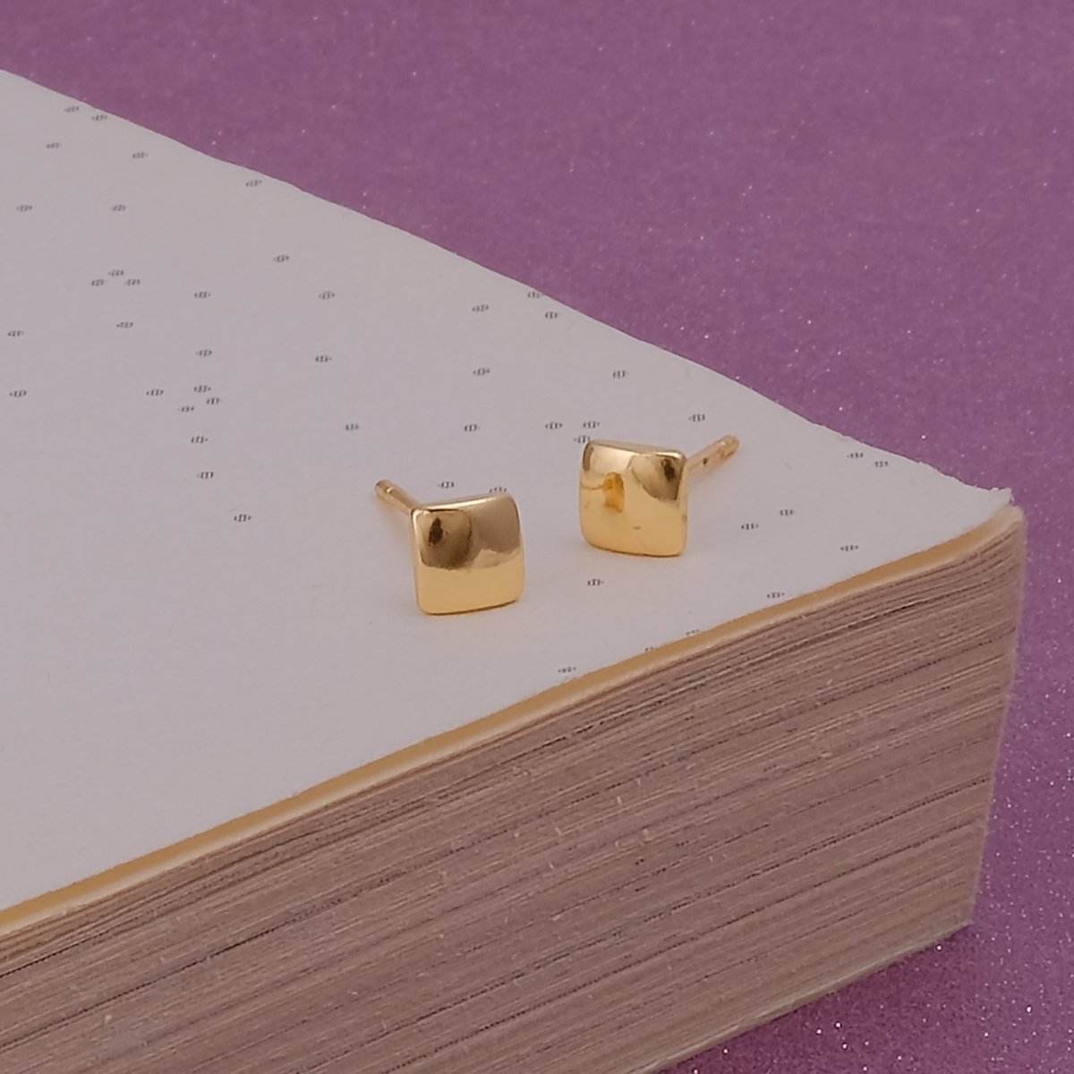 Gold Plated Square Stud Earrings Minimalist Geometric Jewelry for Everyday Wear