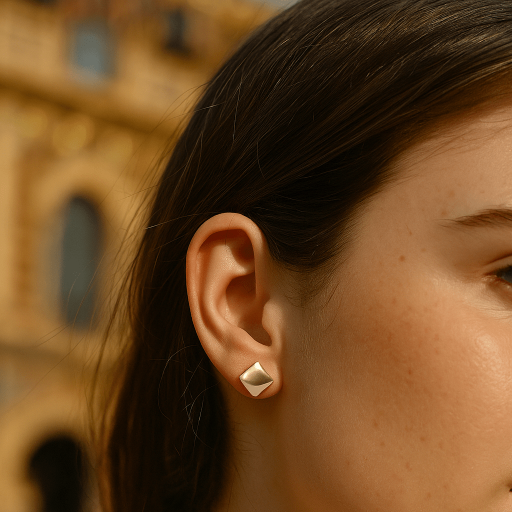Gold Plated Square Stud Earrings Minimalist Geometric Jewelry for Everyday Wear