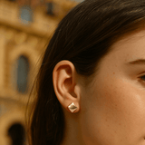 Gold Plated Square Stud Earrings Minimalist Geometric Jewelry for Everyday Wear