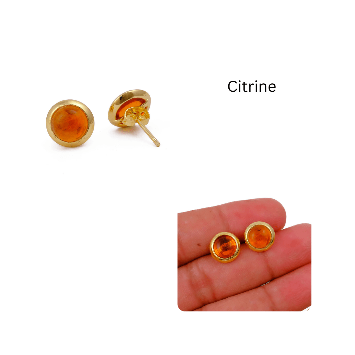 Gold Plated Stud Earrings with Pink Fuchsia Gemstone, Simple Elegant Jewelry CE - 1002