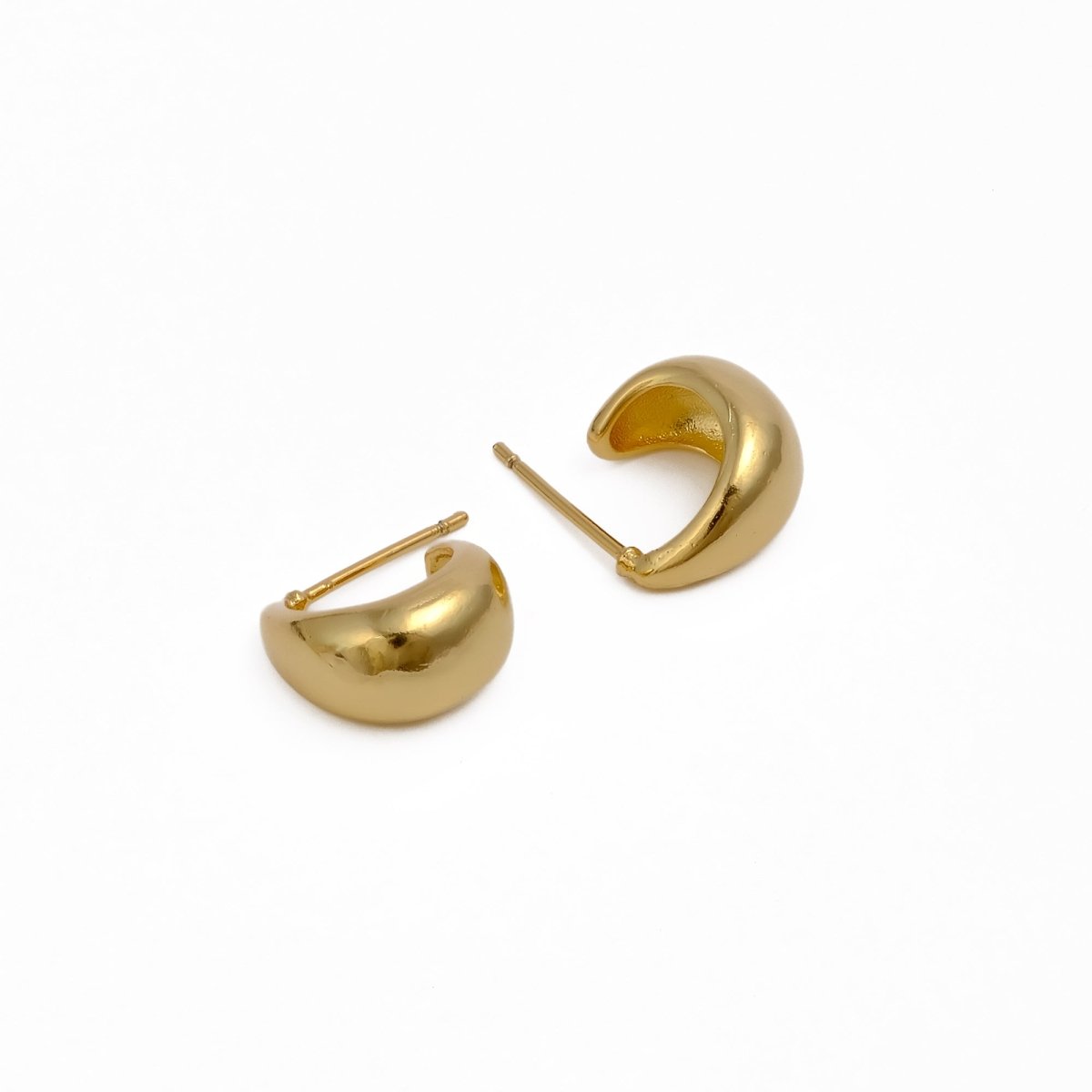 Gold Plated Teardrop Minimalist Sculptural Design Hoop Earrings