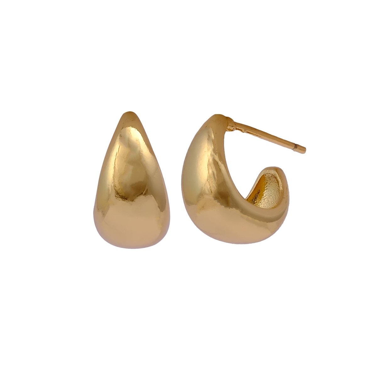 Gold Plated Teardrop Minimalist Sculptural Design Hoop Earrings