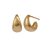 Gold Plated Teardrop Minimalist Sculptural Design Hoop Earrings