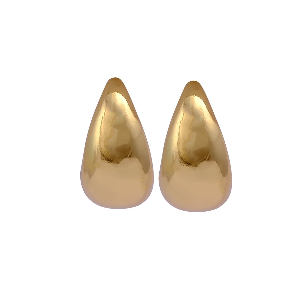 Gold Plated Teardrop Minimalist Sculptural Design Hoop Earrings