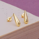 Gold Plated Teardrop Stud Earrings Minimalist Long Drop Design Jewelry