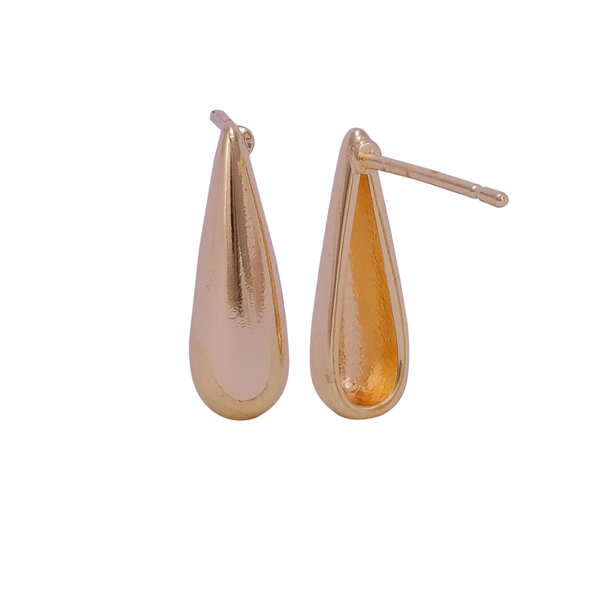 Gold Plated Teardrop Stud Earrings Minimalist Long Drop Design Jewelry