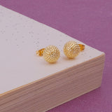 Gold Plated Textured Dome Stud Earrings Modern Round Statement Jewelry