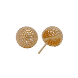 Gold Plated Textured Dome Stud Earrings Modern Round Statement Jewelry