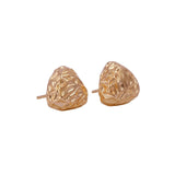 Gold Plated Textured Triangle Stud Earrings Modern Geometric Jewelry