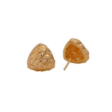 Gold Plated Textured Triangle Stud Earrings Modern Geometric Jewelry