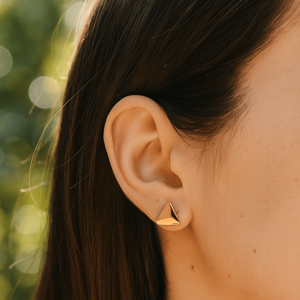 Gold Plated Triangle Stud Earrings Minimalist Geometric Jewelry for Everyday Wear