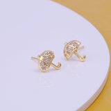 Gold Plated Umbrella Stud Earrings Dainty Crystal Rain Earrings