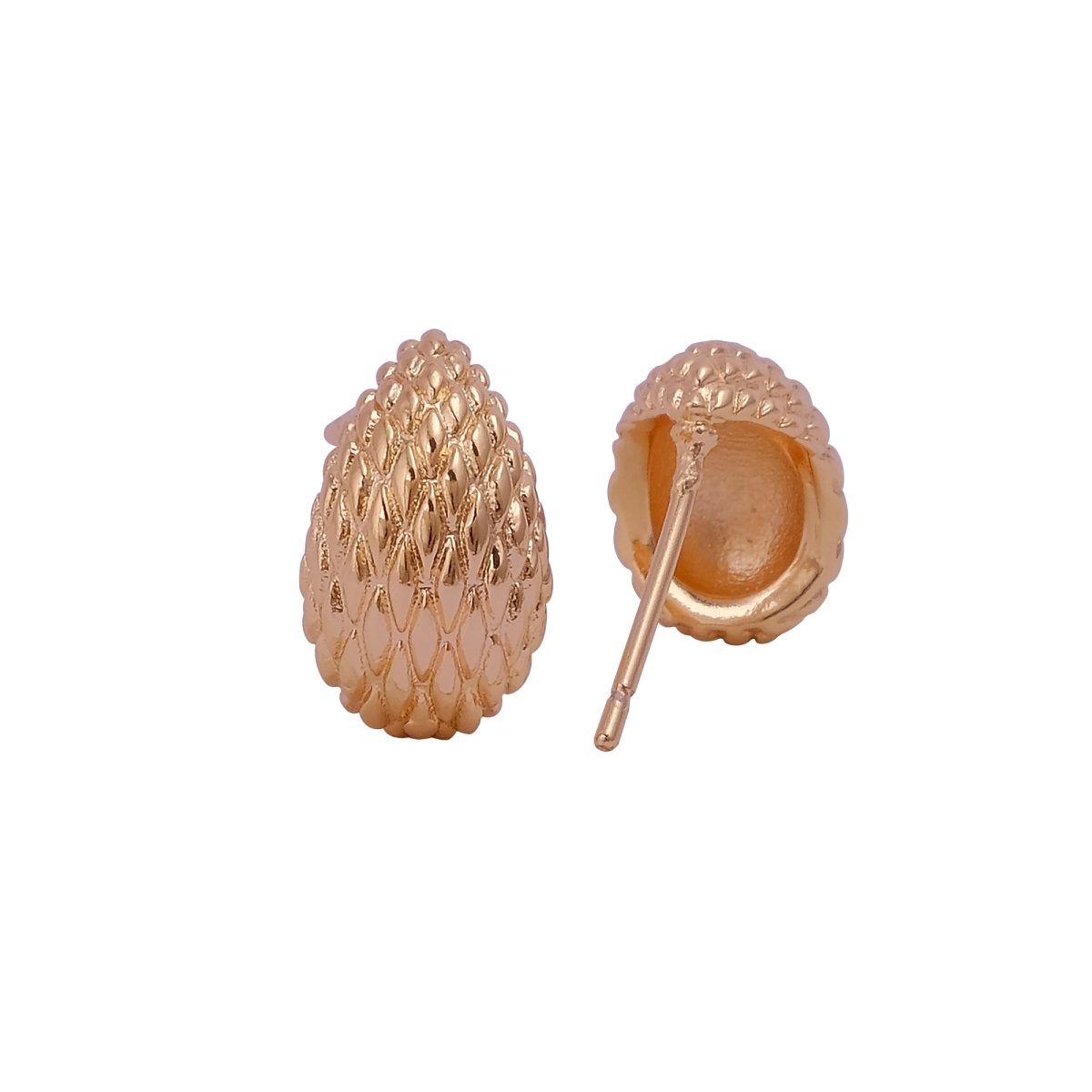 Gold Plated Woven Textured Stud Earrings Elegant Contemporary Jewelry