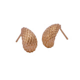 Gold Plated Woven Textured Stud Earrings Elegant Contemporary Jewelry