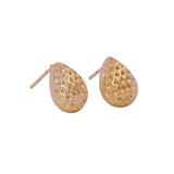 Gold PlatedTextured Teardrop Stud Earrings Elegant Everyday Jewelry