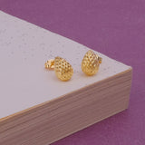 Gold PlatedTextured Teardrop Stud Earrings Elegant Everyday Jewelry