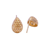 Gold PlatedTextured Teardrop Stud Earrings Elegant Everyday Jewelry