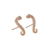Gold Snake Stud Earrings Crystal Serpent Animal Gold Plated Studs