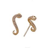 Gold Snake Stud Earrings Crystal Serpent Animal Gold Plated Studs