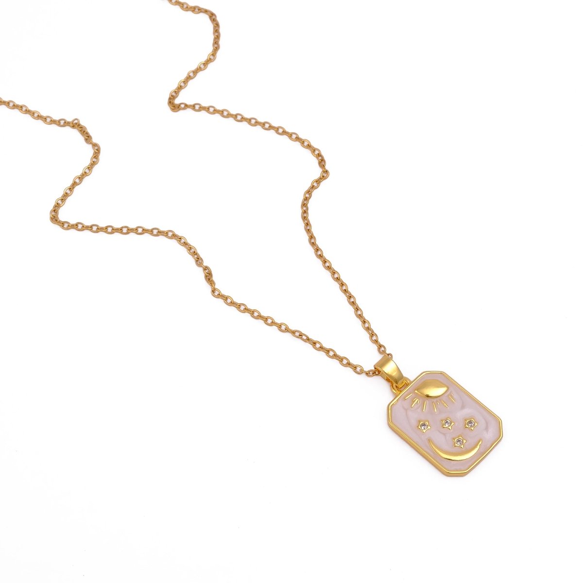 Gold Sun and Moon Pendant Necklace - Celestial Star Charm Jewelry