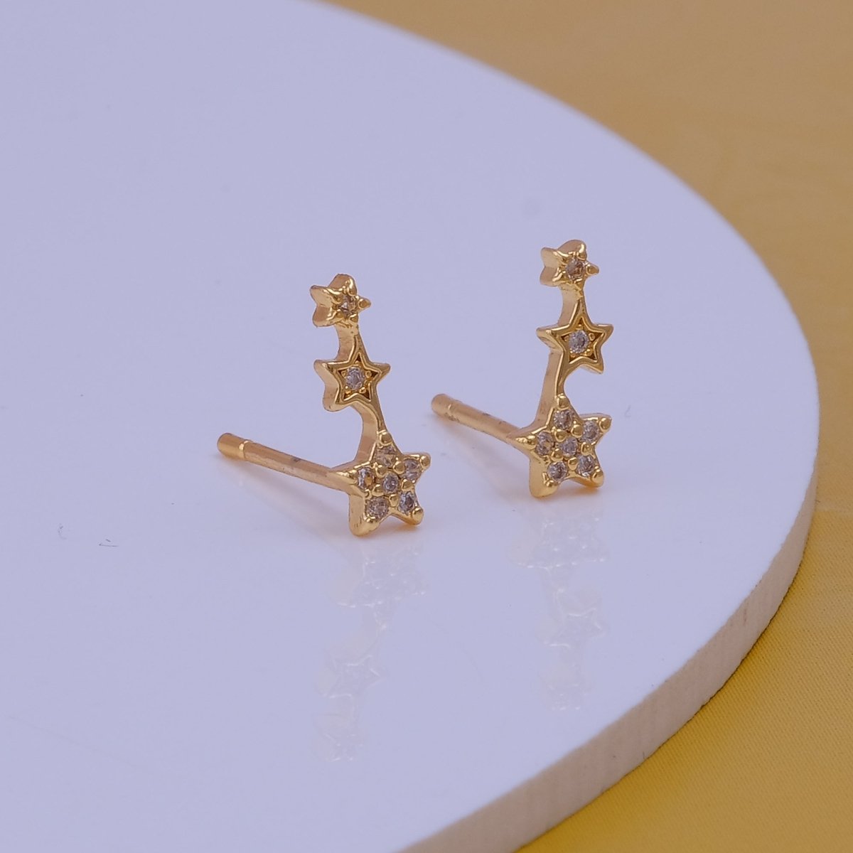 Gold Triple Star Stud Earrings Dainty Celestial Jewelry