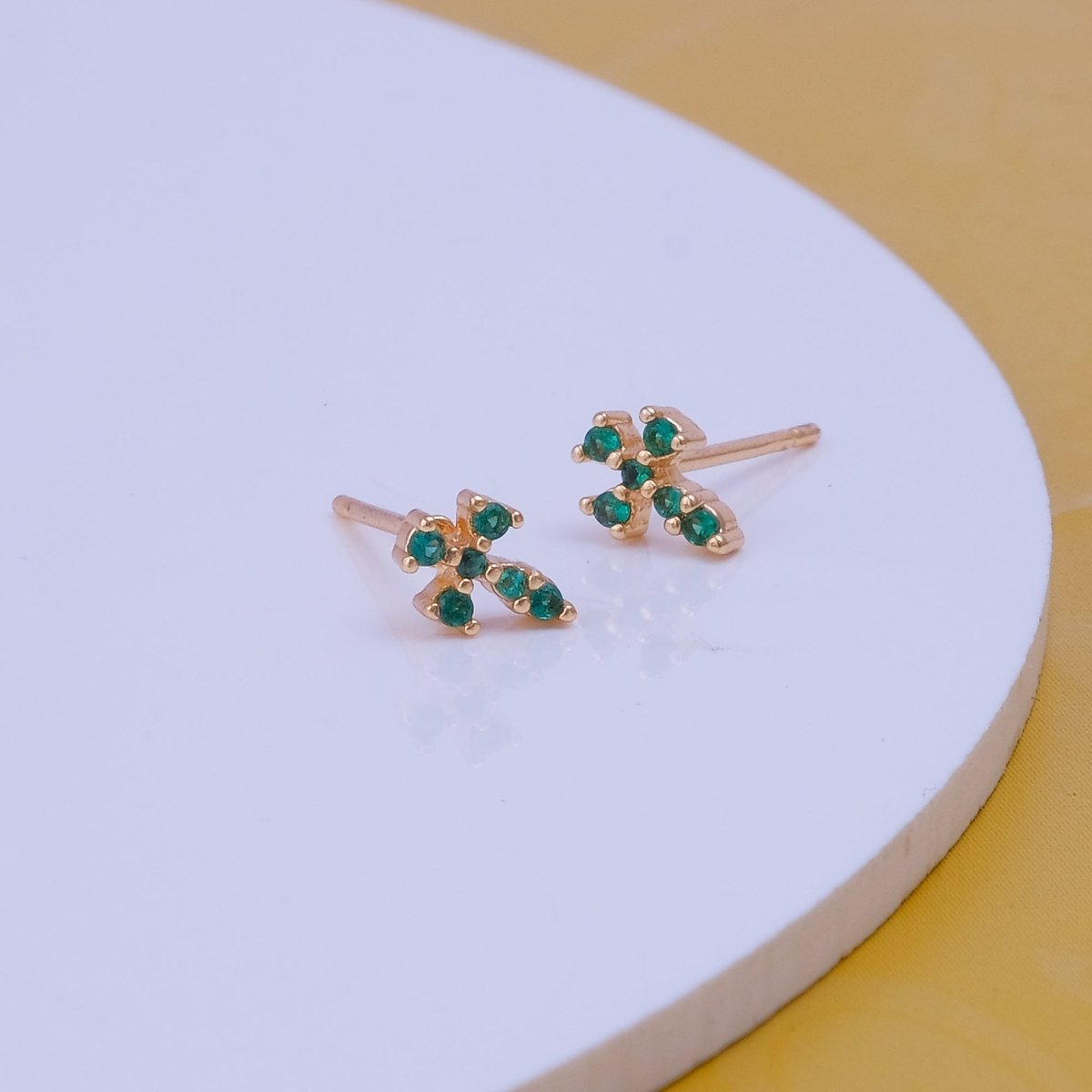 Green Apatite Gemstone Stud Earrings Christian Jewelry Gold Plated Earrings