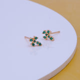 Green Apatite Gemstone Stud Earrings Christian Jewelry Gold Plated Earrings