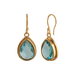 Green Emerald Teardrop Hook Earrings, Gold Plated Jewelry