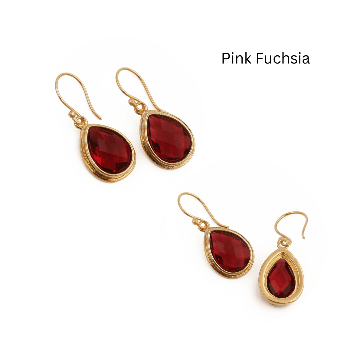 Green Emerald Teardrop Hook Earrings, Gold Plated Jewelry
