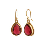 Green Emerald Teardrop Hook Earrings, Gold Plated Jewelry