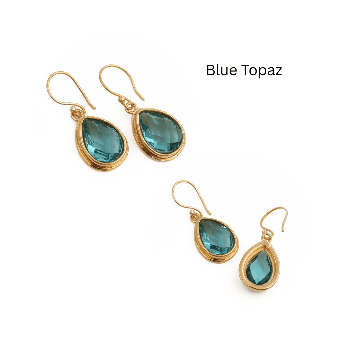 Green Emerald Teardrop Hook Earrings, Gold Plated Jewelry