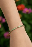Green Enamel Bracelet Open Cuff Bracelet Gold Plated Bangle