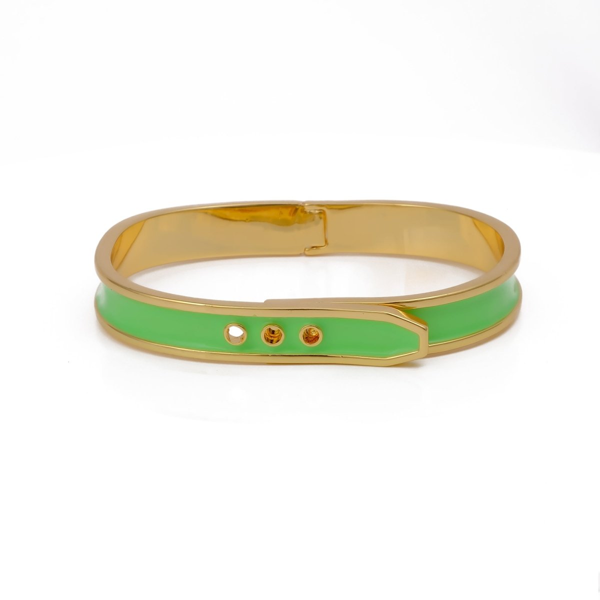 Green Enameled Bangle Aesthetic Gold Plated Jewelry For Her