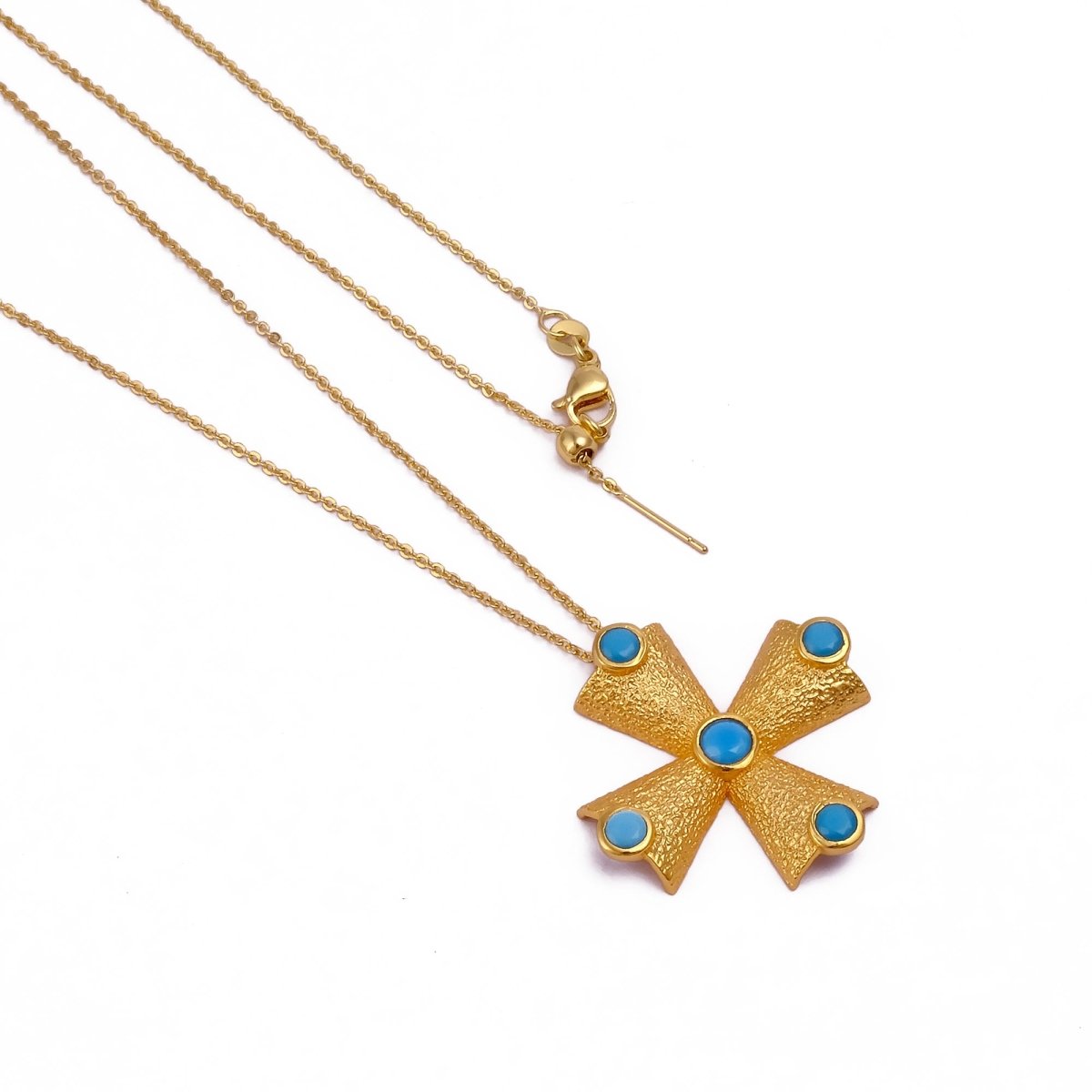 Green Onyx Cross Pendant Necklace, Gold Plated Statement Necklace for Women 5374