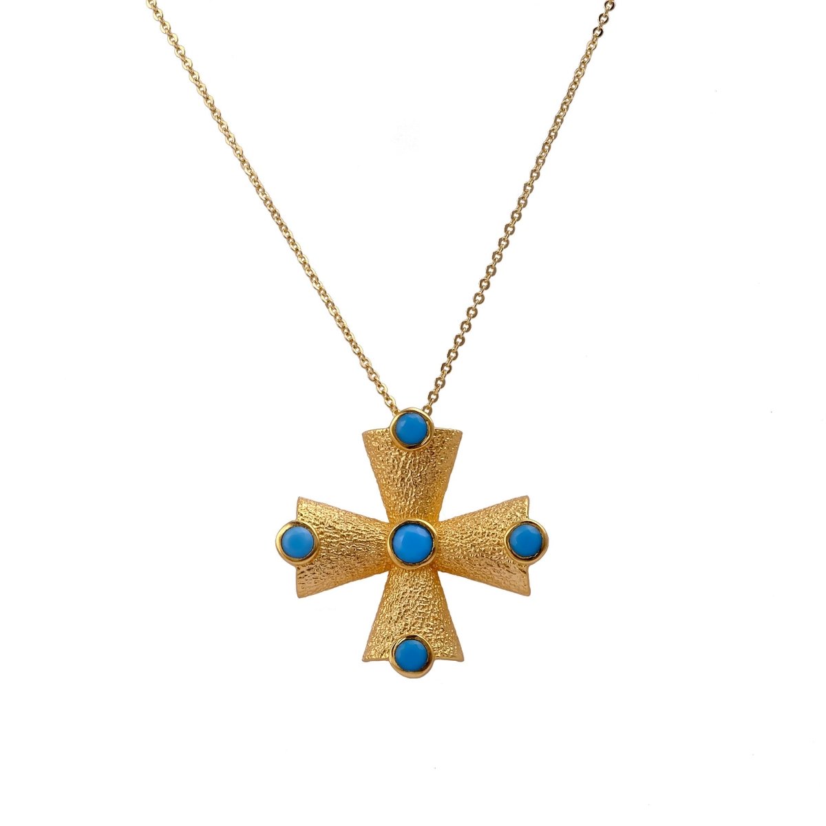 Green Onyx Cross Pendant Necklace, Gold Plated Statement Necklace for Women 5374