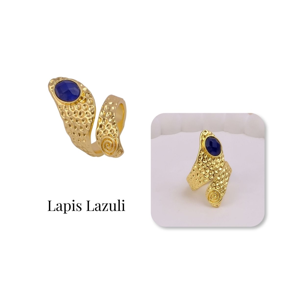 Green Onyx Faceted Gemstone Rings, Adjustable Gold Plated Jewelry CR-1015