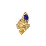 Green Onyx Faceted Gemstone Rings, Adjustable Gold Plated Jewelry CR-1015 Lapis Lazuli