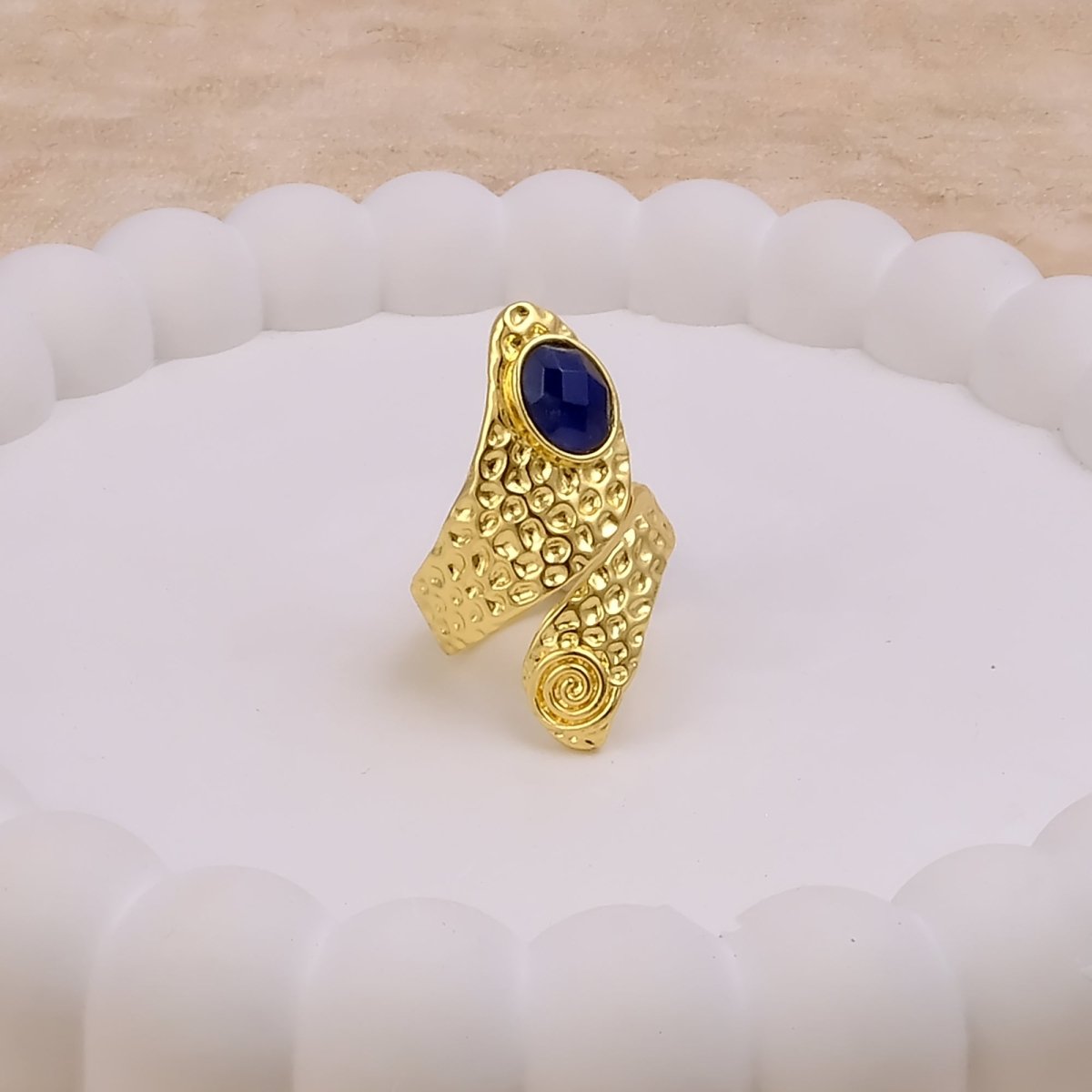 Green Onyx Faceted Gemstone Rings, Adjustable Gold Plated Jewelry CR-1015