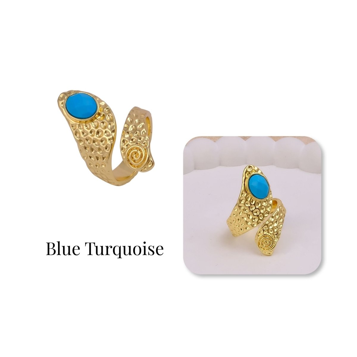 Green Onyx Faceted Gemstone Rings, Adjustable Gold Plated Jewelry CR-1015
